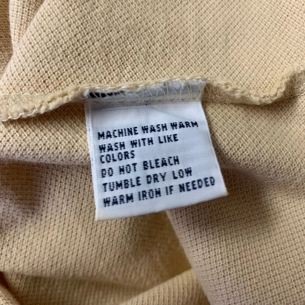 RALPH LAUREN Size S Khaki Yellow Logo Cotton Ribbed Polo